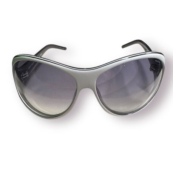 Ralph Lauren Oversized White Sunglasses 7569S/‎ OTV7 Gradient Lens - Picture 1 of 6
